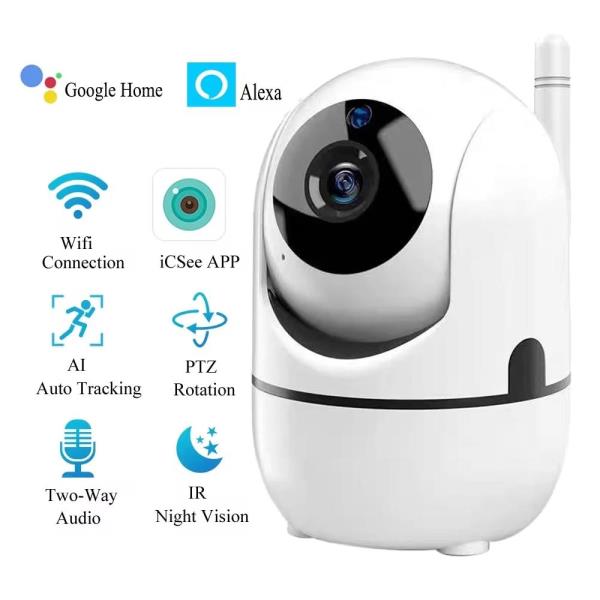 4MP ICSEE Wifi 보안 카메라 실내 감시 양방향 오디오 모션 감지 자동 추적 베이비 모니터